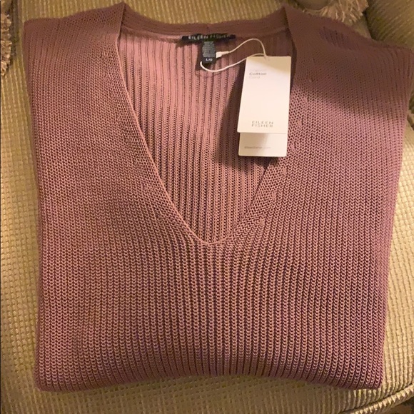 Eileen Fisher V-Neck Sweater - L/G Color: Mauve - Picture 5 of 7